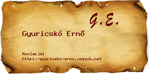 Gyuricskó Ernő névjegykártya
